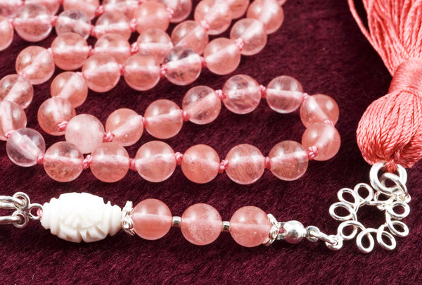 Cherry Quartz Glass Prayer Beads