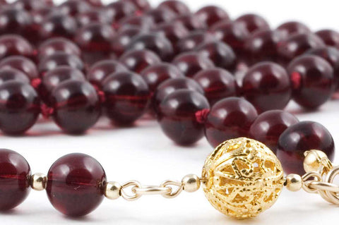 Red Glass Prayer Beads