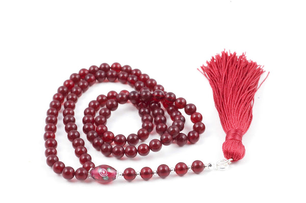 Dark Red Glass Prayer Beads