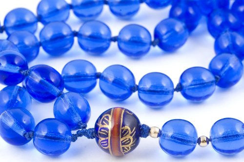Glass Blue Prayer Beads Light Cobalt Blue Glass Prayer Beads