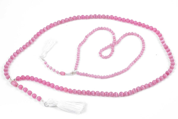Girl & Doll Set - Pink Cat's Eye Glass Prayer Beads
