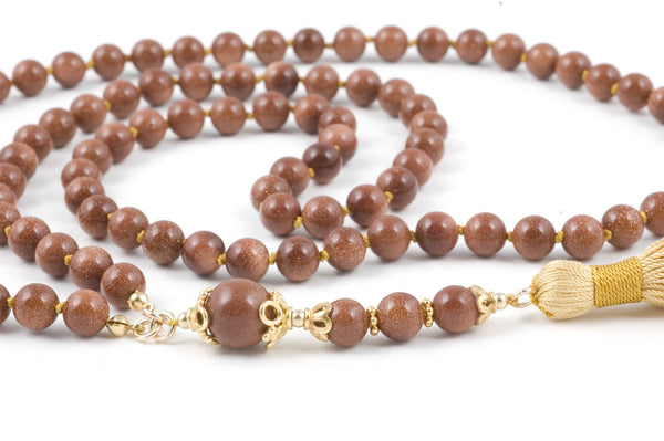 Brown Goldstone Glass Prayer Beads
