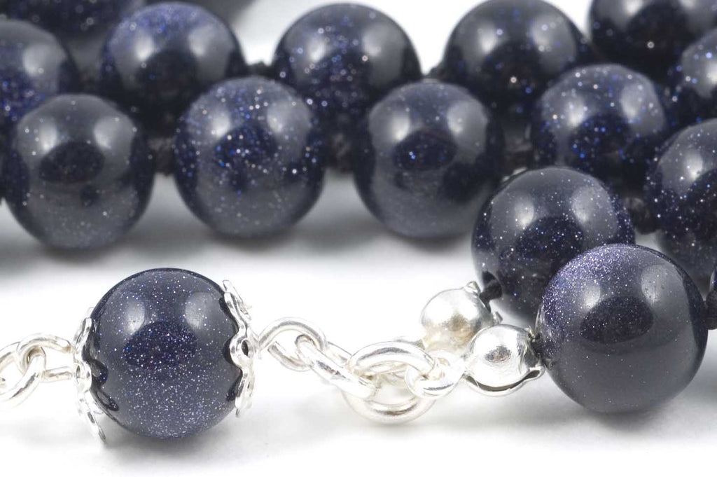Blue Goldstone Glass Prayer Beads