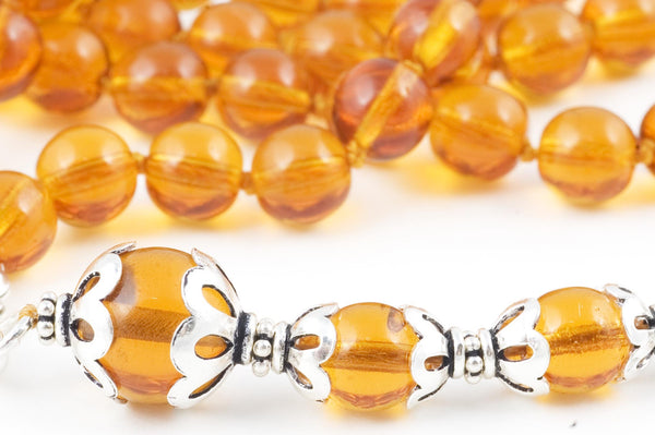 Amber Glass Prayer Beads
