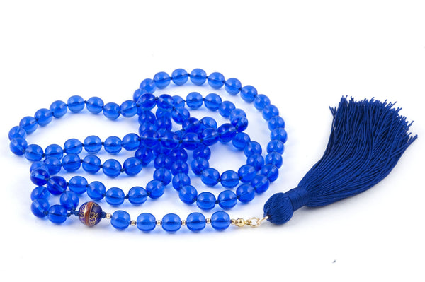 Light Cobalt Blue Glass Prayer Beads