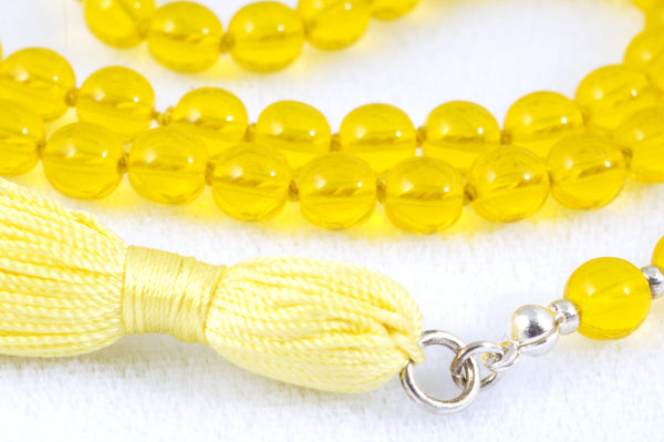 Yellow Glass Prayer Beads
