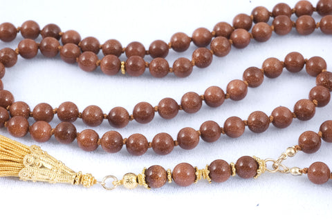 Brown Goldstone Glass Prayer Beads