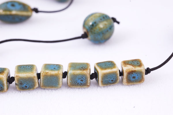 Blue Ceramic Handmade Beads (19+5)