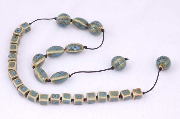 Blue Ceramic Handmade Beads (19+5)