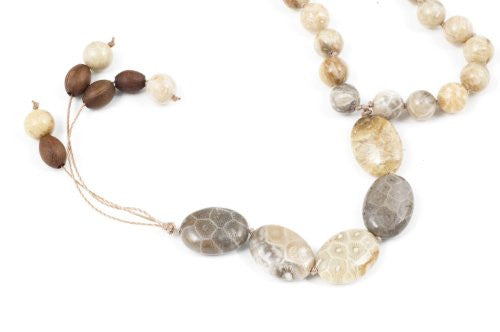 Light Brown Fossil Coral Prayer Beads