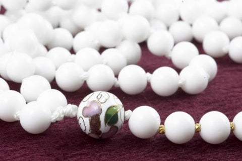 White Glass and Cloisonne Prayer Beads