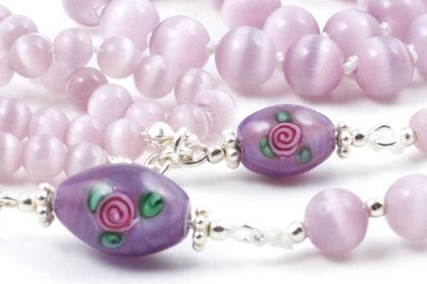 Girl & Doll Set - Lavender Glass Cat's Eye Prayer Beads