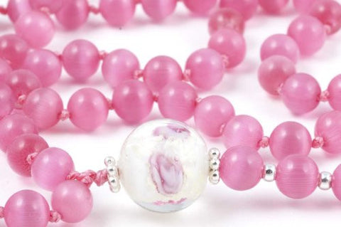 Dark Pink Cat's Eye Glass Prayer Beads