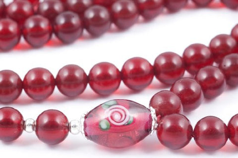 Dark Red Glass Prayer Beads