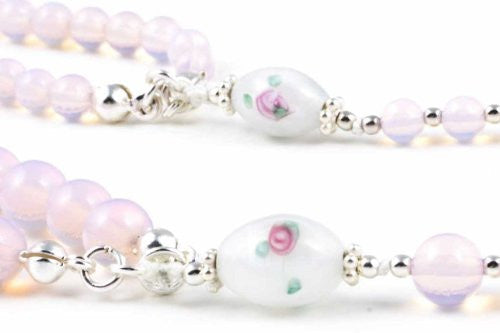 Girl & Doll Set - Pale Pink Sea Opal Glass Prayer Beads