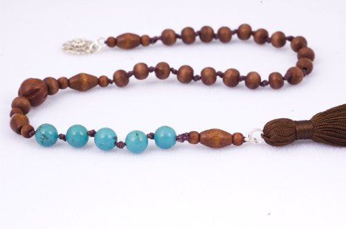Wood and Turquoise Prayer Beads