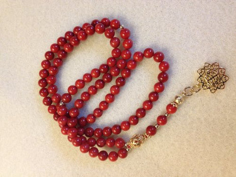 Red Bamboo Coral Prayer Beads